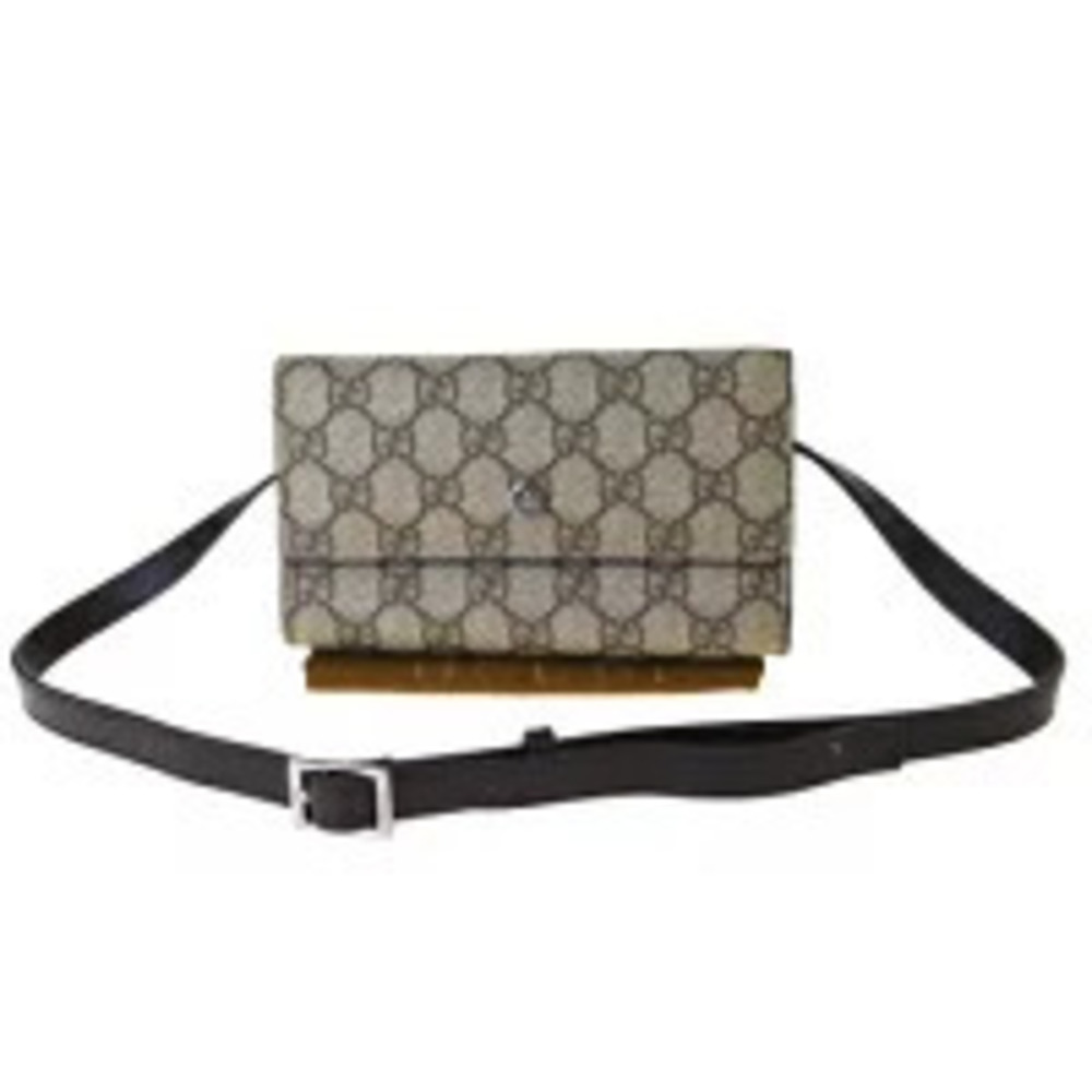 Gucci waist Pouch Clutch bag GG brown leather